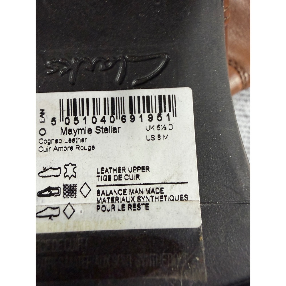 Clarks Maymie Stellar Cognac Leather Tall Riding Boots Block Heel Womens 8M - Picture 3 of 16